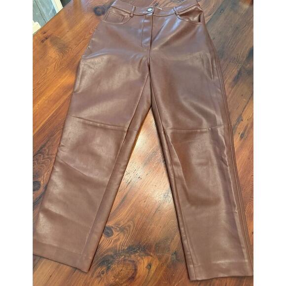 Aritzia Wilfred Oracle Faux Leather Balloon Pants Size 6 Brown EUC - Picture 9 of 16